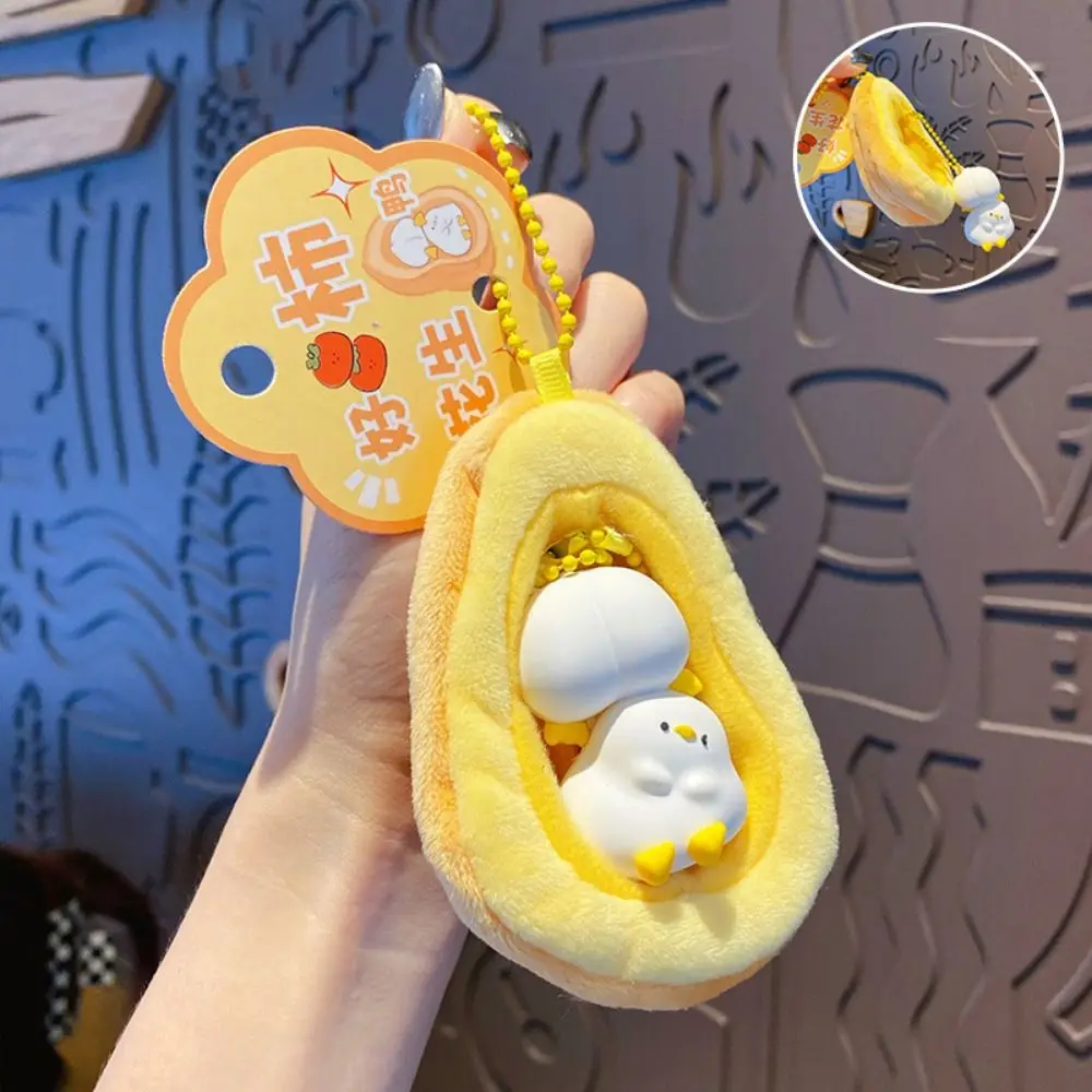 Persimmon Persimmon Peanut Doll Keychain Soft Removable Plush Duck Hanging Pendant Ins Fluffy Duck Peanut Doll Keyring