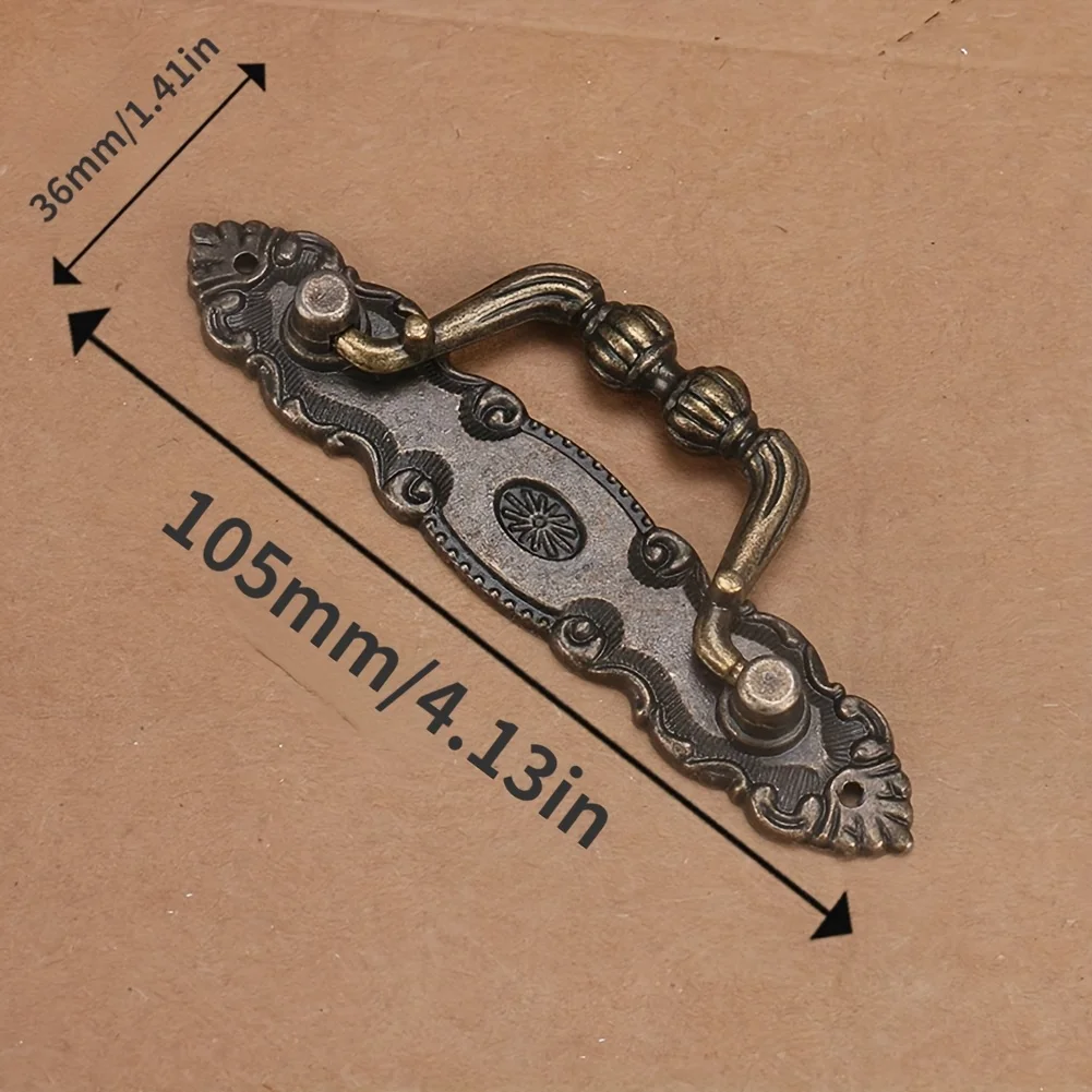 Two-piece antique copper metal handles, suitable for drawers, cabinets and wardrobes - including installation screws