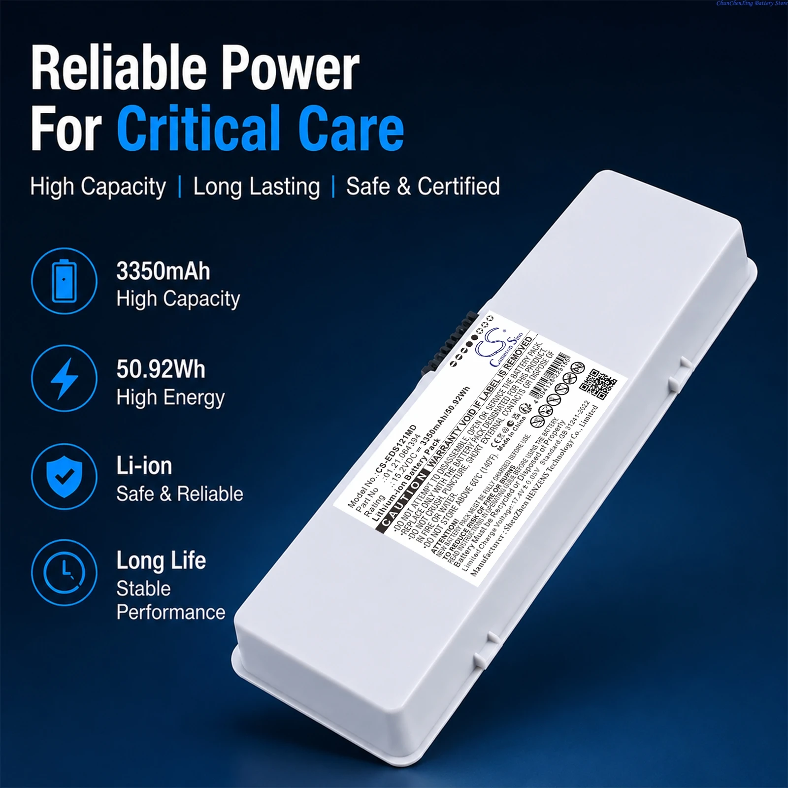 Cameron Sino 15.2V 3350mAh Replacement Medical Battery 01.21.064394 for EDAN iSE-1016 ISE-1210 iSE-1810 iSE 1810 ISE 1210