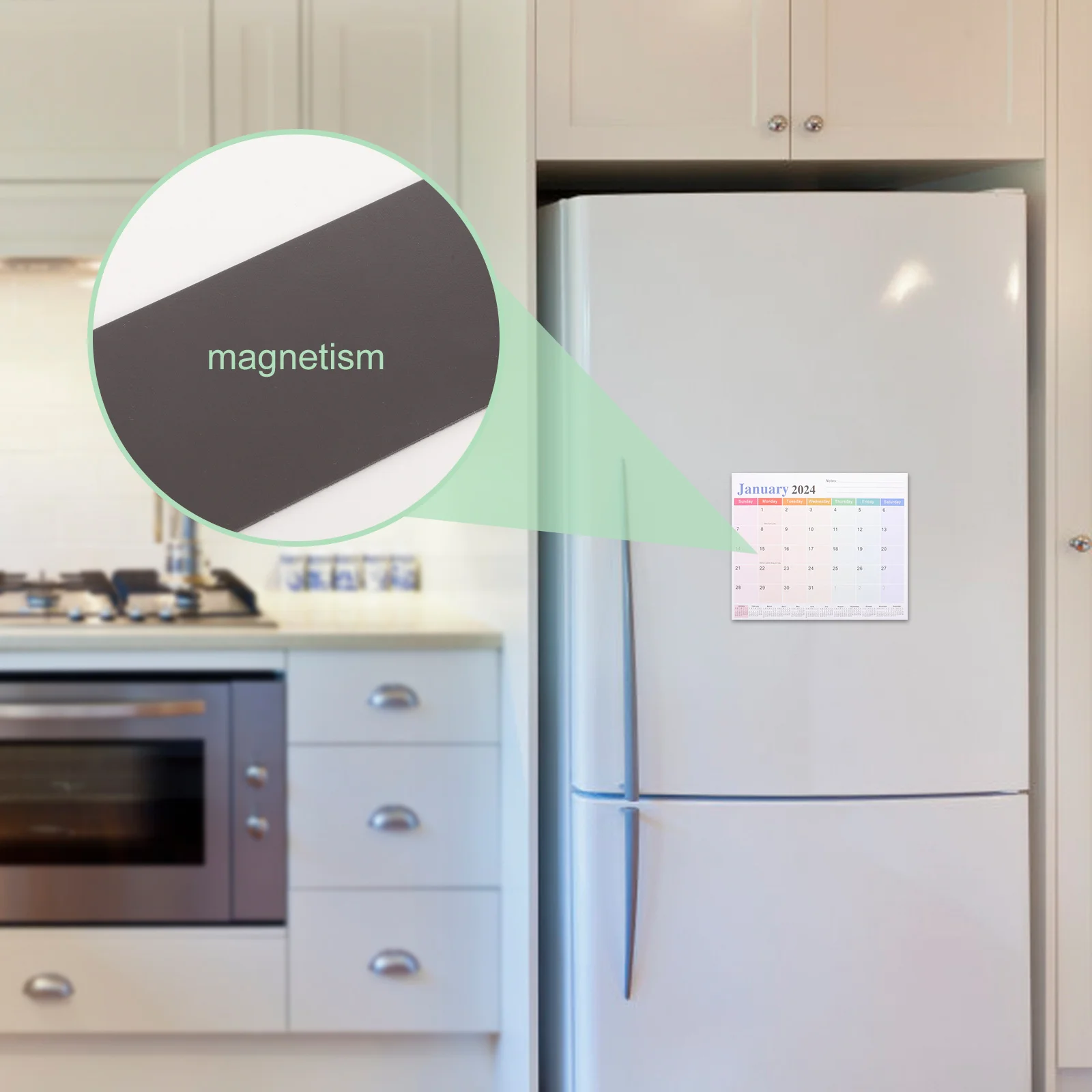 مخطط تقويم شهري مغناطيسي للثلاجة منظم سطح قابل للكتابة للجدول العائلية للاستخدام المنزلي والمكتب والمدرسة 2024 2025