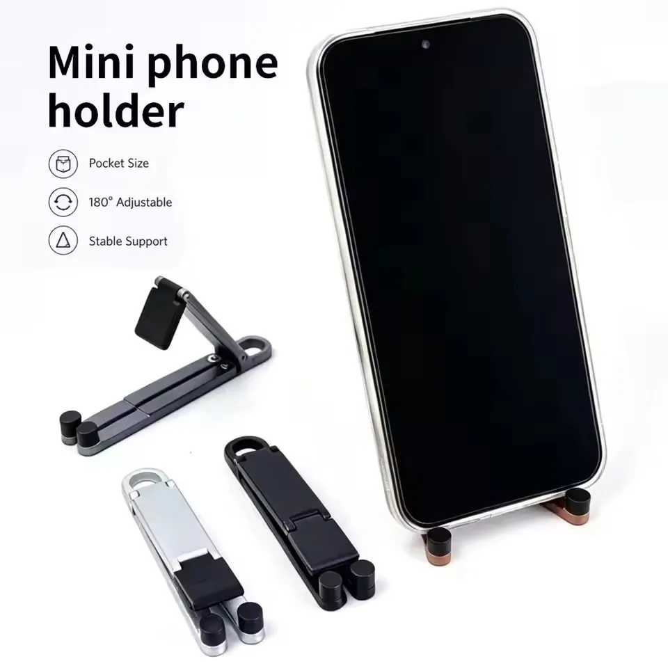 Foldable Keychain Phone Stand Multi-Angle Adjustable Lightweight For iPhone Samsung Universal Holder Triangle Bracket for Travel view 2