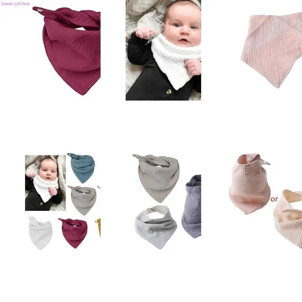 

D0JC Baby Feeding Drool Bib Soft Cotton Gauze Breathable Saliva Towel Newborn Color Absorbent Bibs Triangular