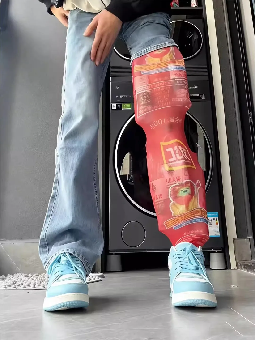 

Light Blue American Sle Cleanfit Cowboy Jeans Men's Vintage High Street Straight Leg Micro Flare Pants Youth Casual Wear