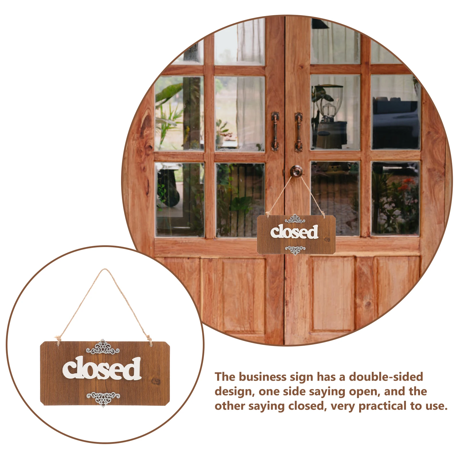 

Wooden Open Sign Double Sided Hanging Door Plate Double Sided Closed Open Sign naments Cafe Display