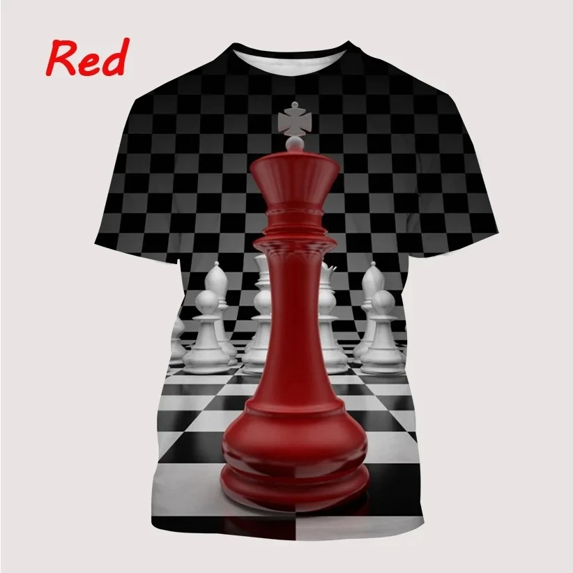 New Funny Chess Board Black and White Printed Men\'s T-shirt Summer Harajuku Casual Street Popular Elements Unisex Plus Size Top