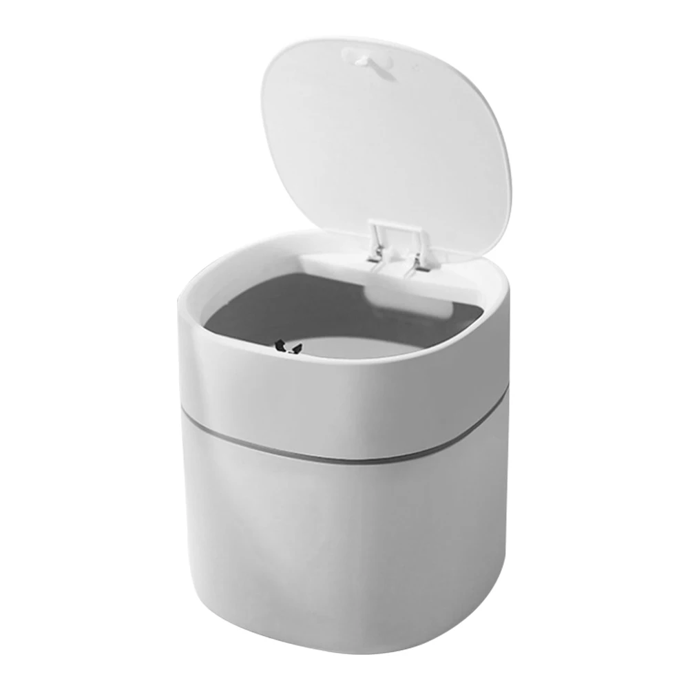 

Desktop Trash Can Small Garbage Bin PP Material Lid Countertop Waste Container Office Travel Easy Clean Simple Design Compact