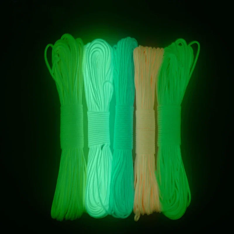 5 Colors Glow In The Dark Luminous Paracord 550 100FT Parachute Cord Lanyard Rope 7 Strands Cores Outdoor Survival Camping Maap