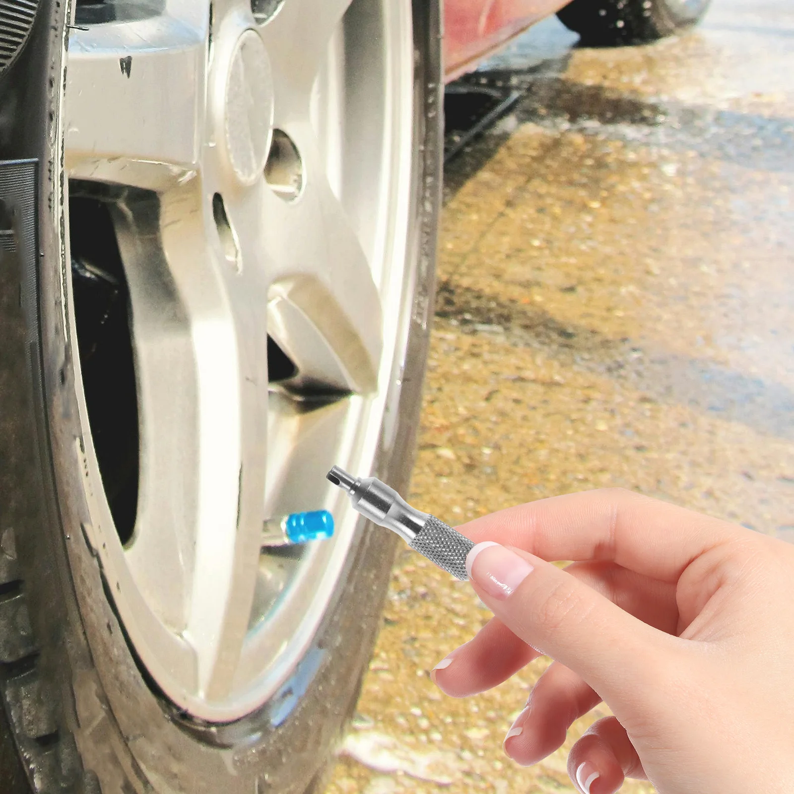 

Tire Valve Stem Tool Keychain Portable Valve Core Remover For Car Bicycle Tire Repair Hvac Systems Cycling Use