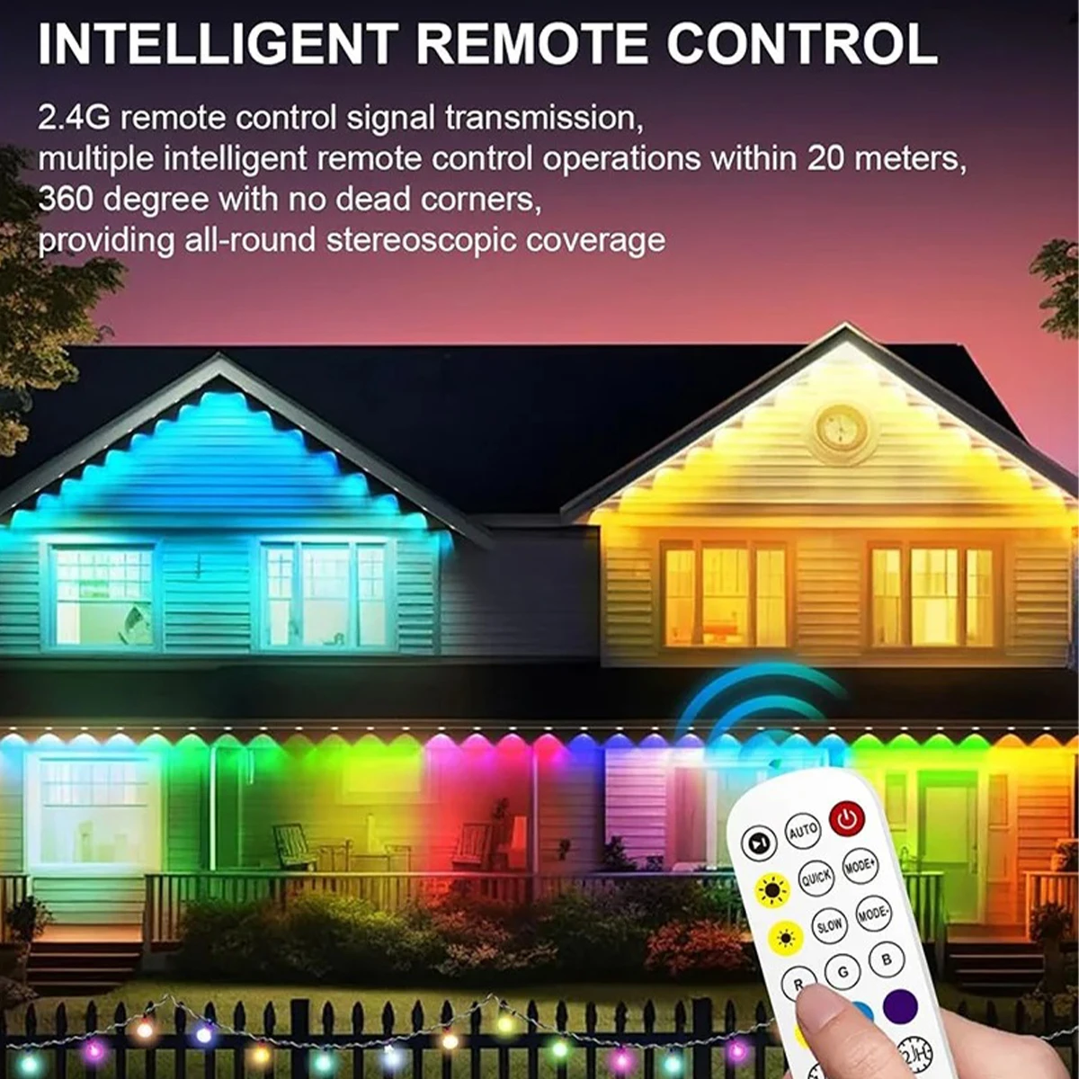 Bluetooth/WIFI Eaves Lights Decoration Remote 24V/5V Decorative USB Dimmable US Plug RGB String Waterproof Permanent Outdoor LED