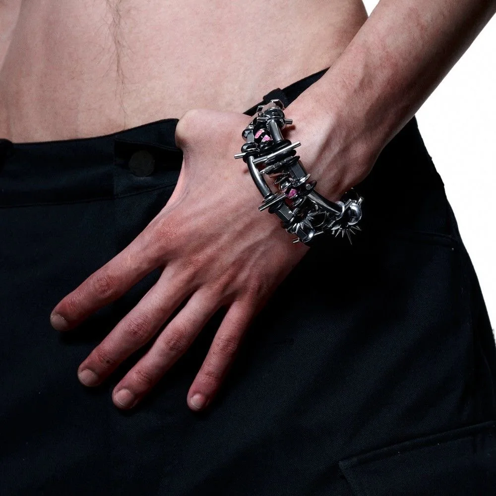 Original Handmade Punk Style Bracelet, Heavy Metal Futuristic Design