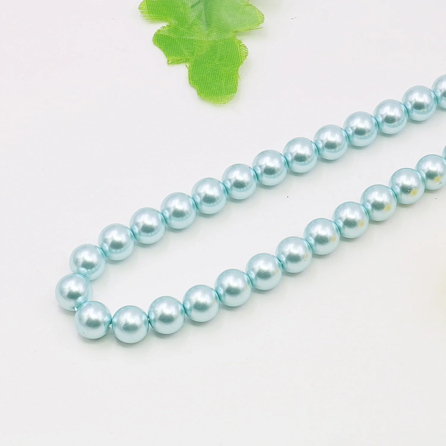 10mm Sky Blue Shell Pearl Round Bead Necklace,Easy Match Neckchain,Gift for Women,5cm Extension Chain,18 Inches,jewelry Making