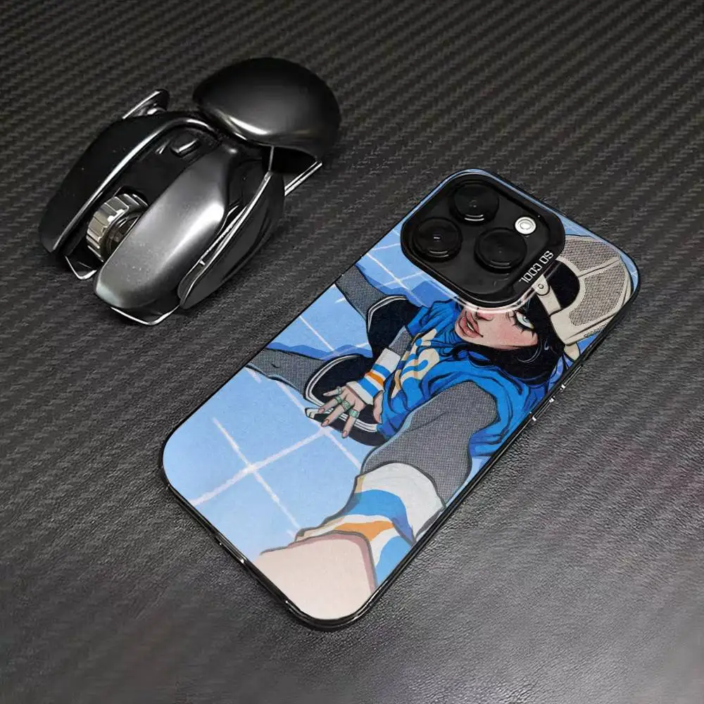 B-Billie B-BLUE Eilish singer  Phone Case For IPhone 16 17 15 14 12 13 Pro Max Black Color Shockproof Cover