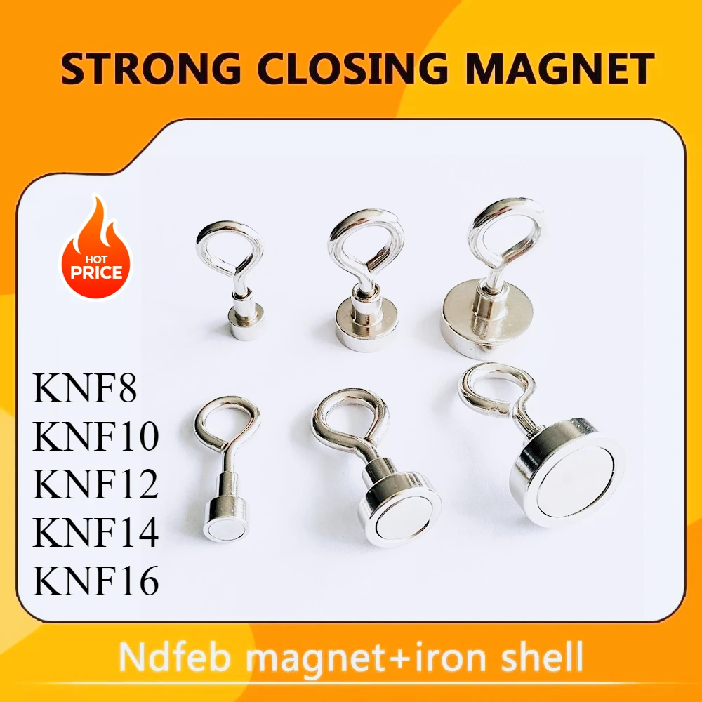 

D8 D10 D12 D14 D16 Strong Magnet Pot Fishing Salvage Magnet Round Strong Magnetic Hook Sucker Magnet Searcher