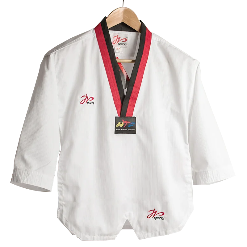 White Taekwondo Uniforms WTF Karate Judo TKD Dobok Clothes Children Adult Unisex Long Sleeve TKD Clothing