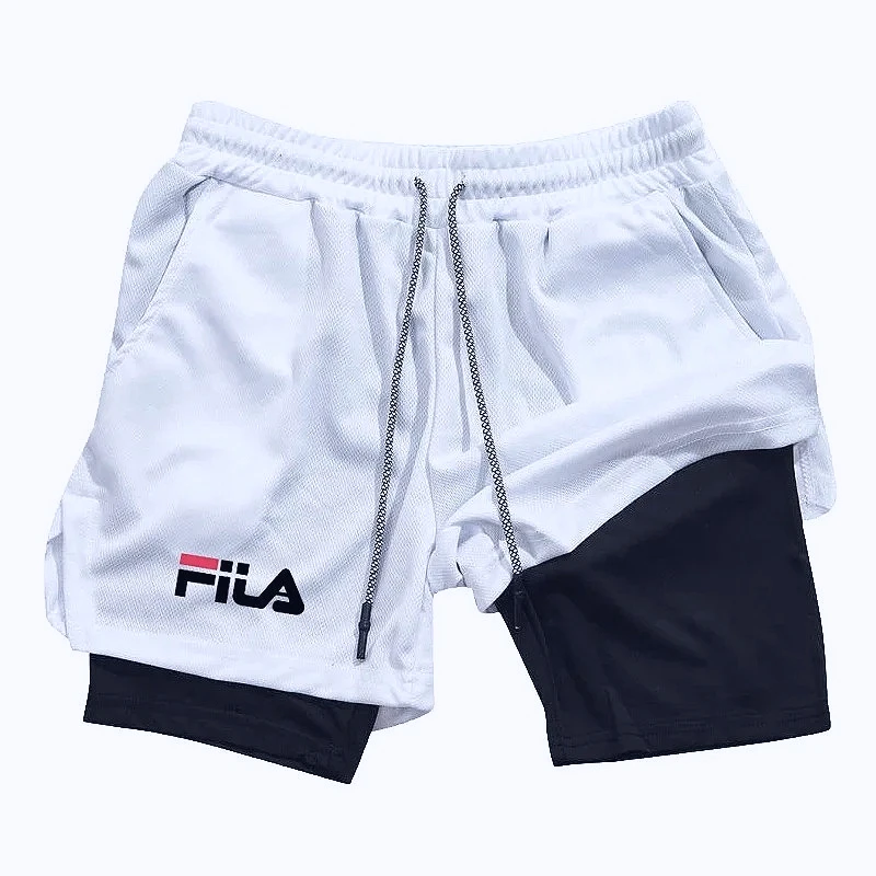 Men's double-layer casual jogging pants for spring and summer fashion, suitable for fitness, basketball training, daily jogging