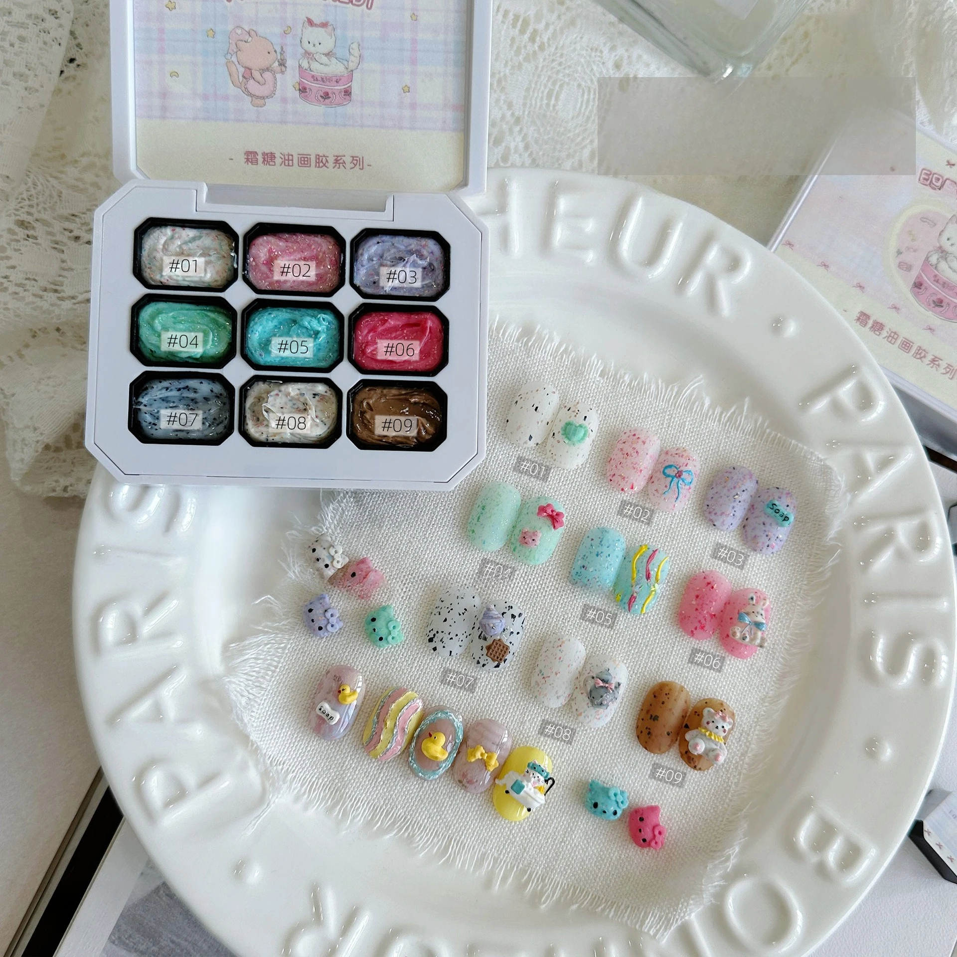 

9Colors Candy 3D Modeling Oil Painting Gel Polish No Wipe Glue Nail Art Design DIY Flowers Painted Carved Nail Gel For Manicure