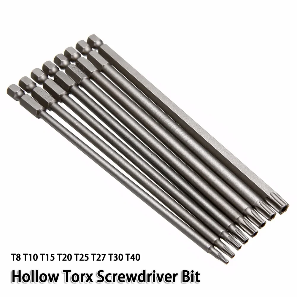 1PC 200mm 7.78In Hollow Torx Screwdriver Bit Hex Shank T8/10/15/20/25/27/30/40 Tool For Exact Screw Unscrew Screwdrivers Bits