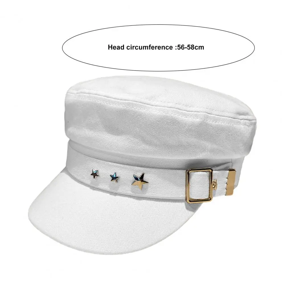 Women Beret Hat Stylish Women\'s Extended Brim Beret Hat with Star Decor Adjustable Newsboy Hat for Outdoor Streetwear Fashion