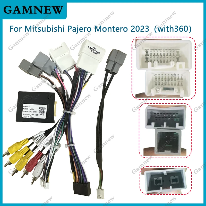 Car 16pin Wiring Harness Adapter Canbus Box Decoder Android Radio Power Cable For Mitsubishi Pajero Montero 2023 ( with 360 )