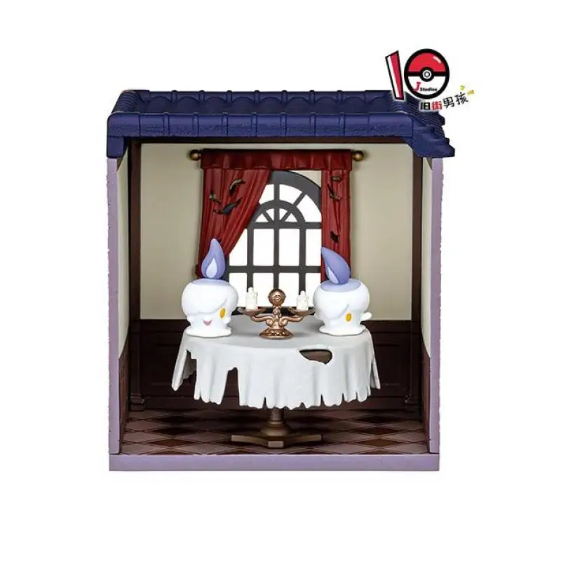 Echtes RE-MENT pokemon unglaubliches Spukhaus 2 litwick eevee mimikyu mismagius greavard action figur modell spielzeug geschenk