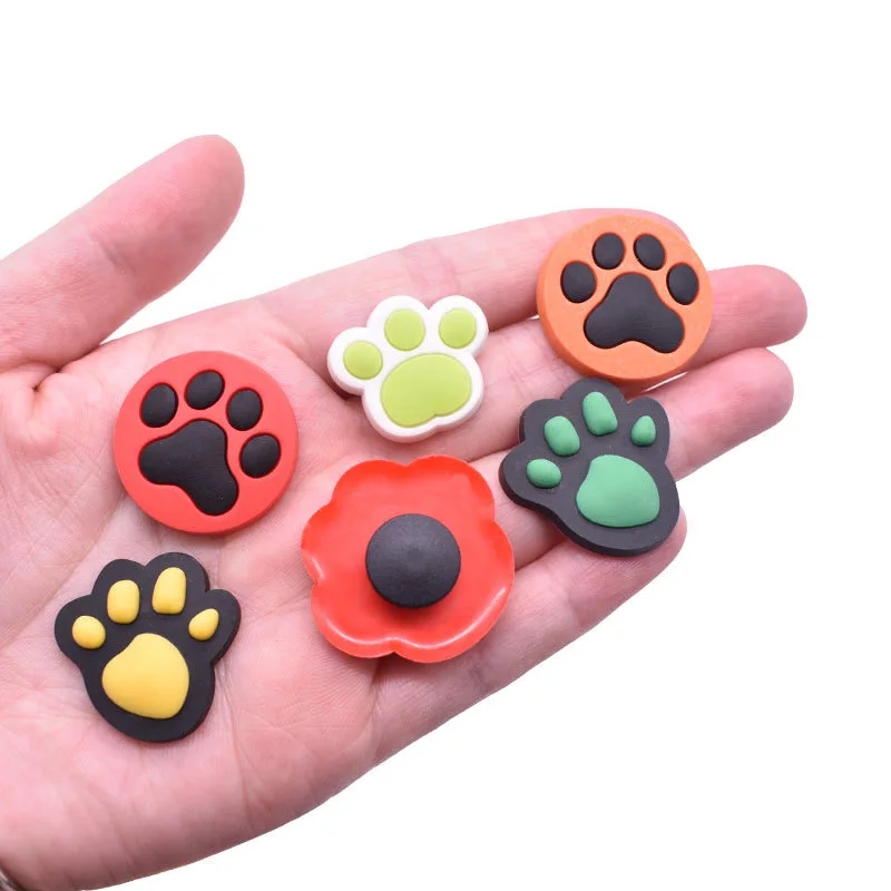 1-21PCS Cartoon Footprints Paw Print PVC Shoe Charms For Clogs Pins Sandals Shoes Decoration Garden Shoes Accessories Kid Gift