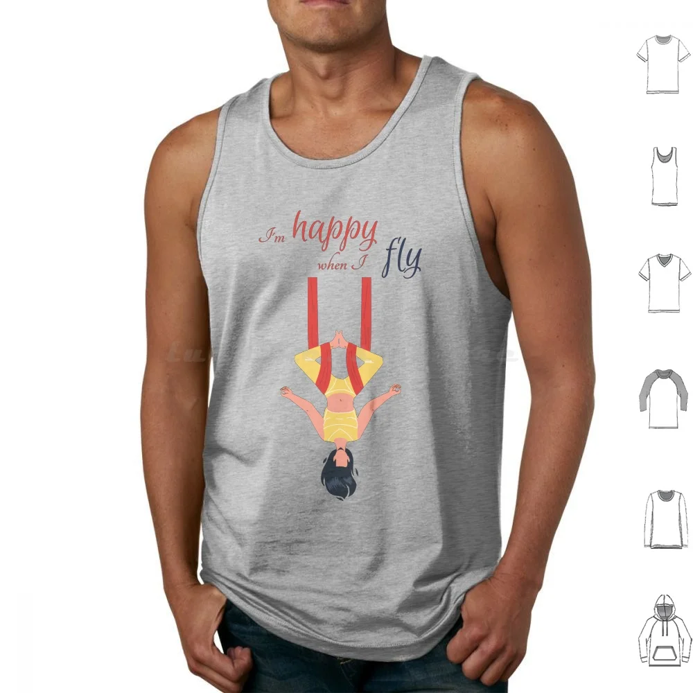 I'm Happy When I Fly , Antigravity Yoga Print Tank Tops Print Cotton Fly Yoga Happy Fly Yoga Antigravity Yoga