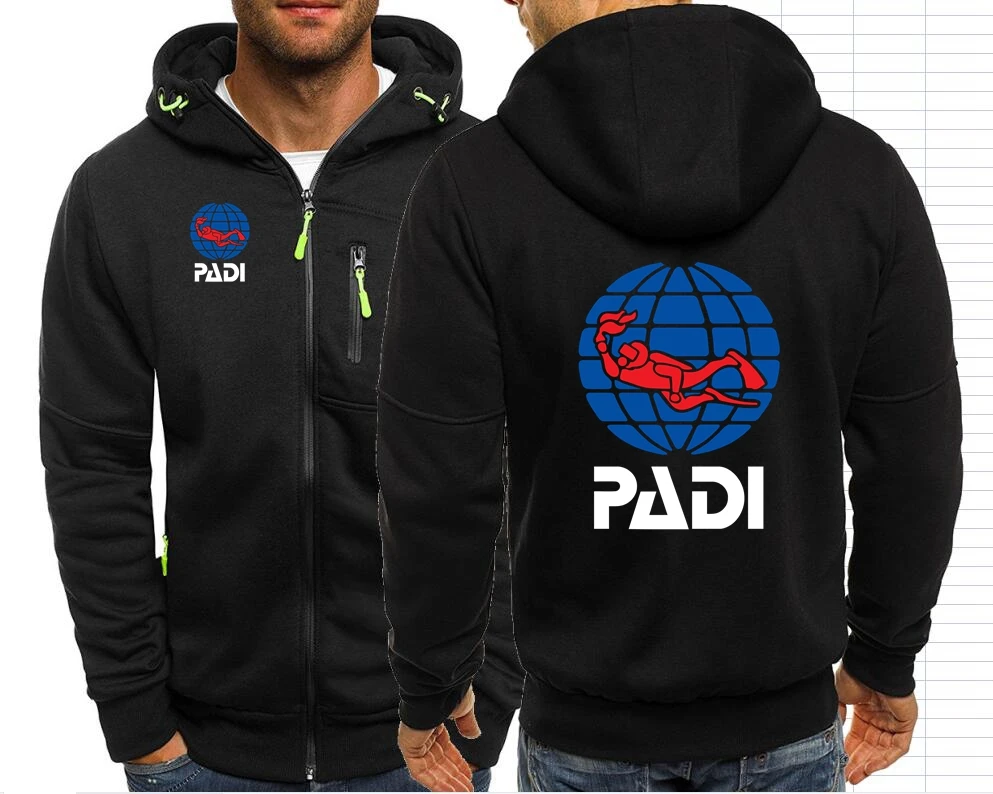 Scuba Driver Padi Men Jackets Hoodies Coats Hooded Sweatshirt Men Zip-up Hoodies Jacket Hooded Sweatshirt Outwear Streetwear