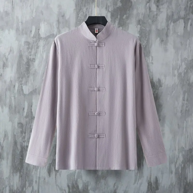 

2025 Autumn Men Traditional Shirts Men Kung Fu Tai Chi Cotton Linen Tang Suit Man Chinese Style Shirt Male Blouses Hanfu Tops