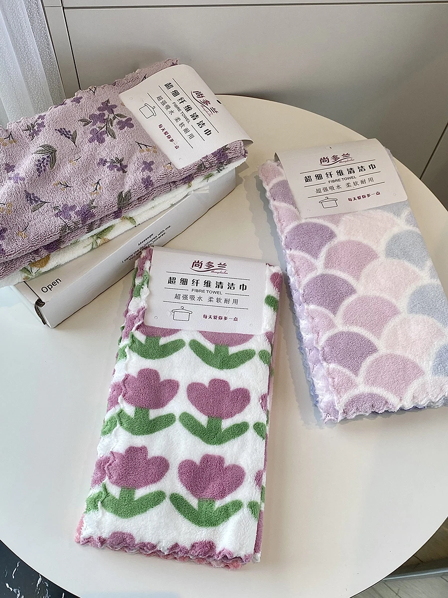 

Утолщенное кухонное полотенце из кораллового флиса с высокой впитываемостью, для мытья посуды, для домашнего использования, квадратное, для уборки, без ворса, для мытья посуды и чаш.