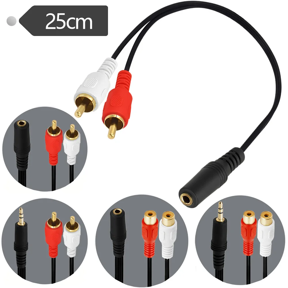 RCA Cable 3.5mm Jack Stereo Audio Cable Male Female to 2RCA Male Female Socket to Headphone 3.5 AUX Y Adapter for DVD Amplifiers