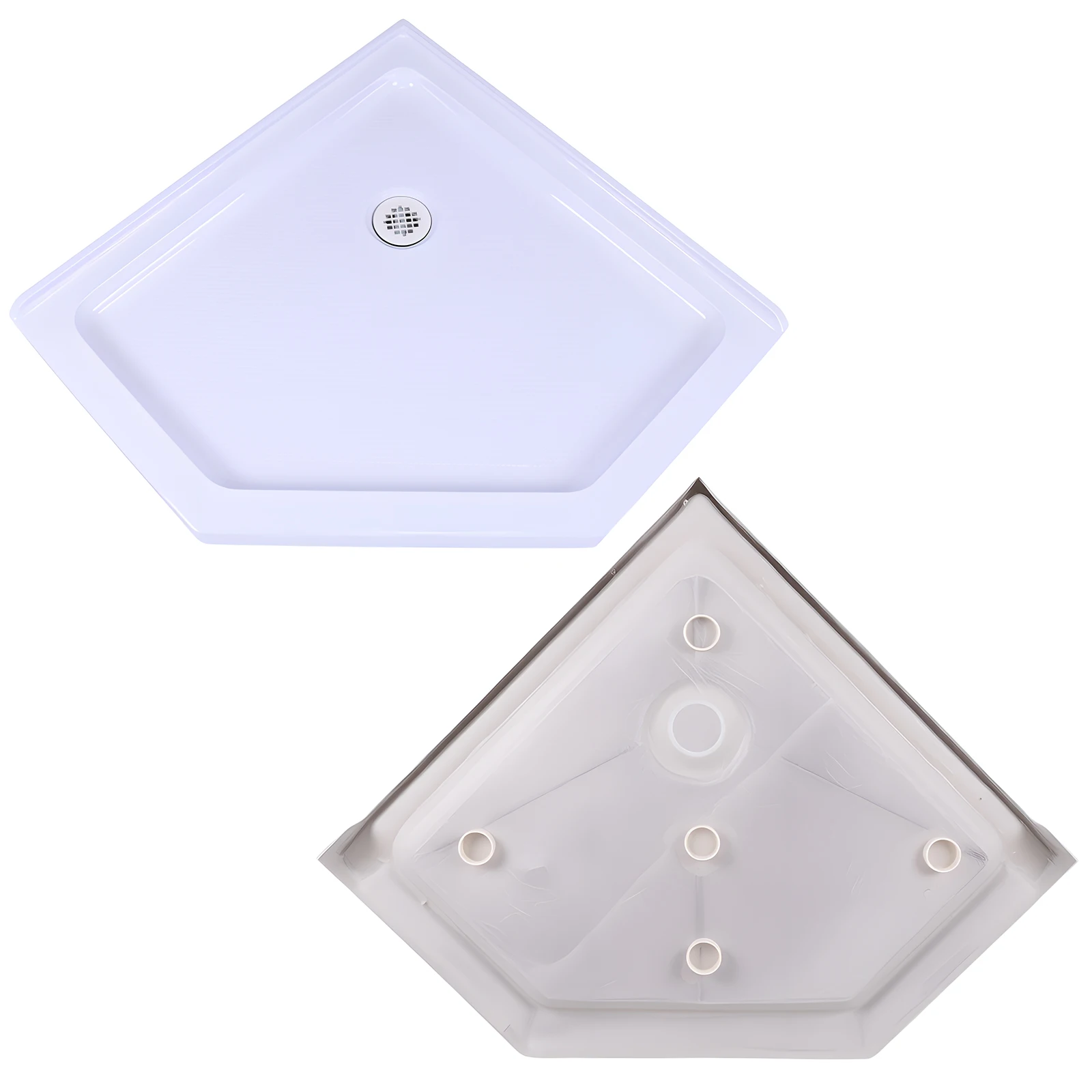 

Shower Tray with Corner Drain Acrylic Shower Base Non-Slip Textured Surface 37 In. L X 37 In. W for Modern Bathrooms