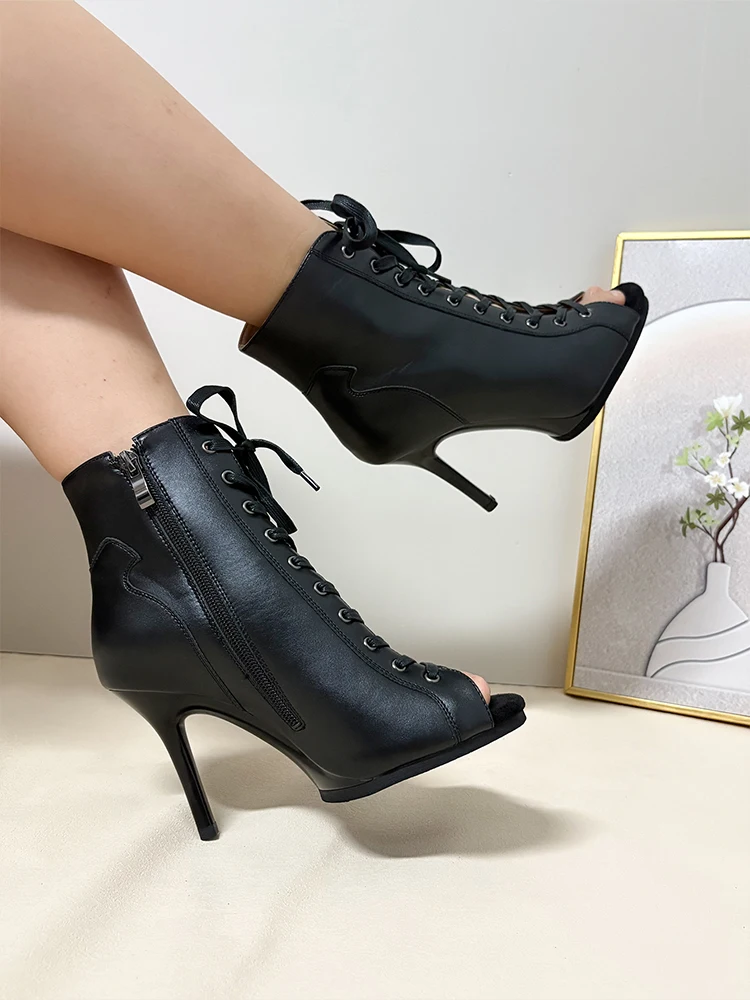 9.5cm & 11cm 플랫폼 댄스 힐 재고 있음 PU 가죽 안정적인 라틴 볼룸 댄스 슈즈 고무 밑창 실내외 댄스 힐