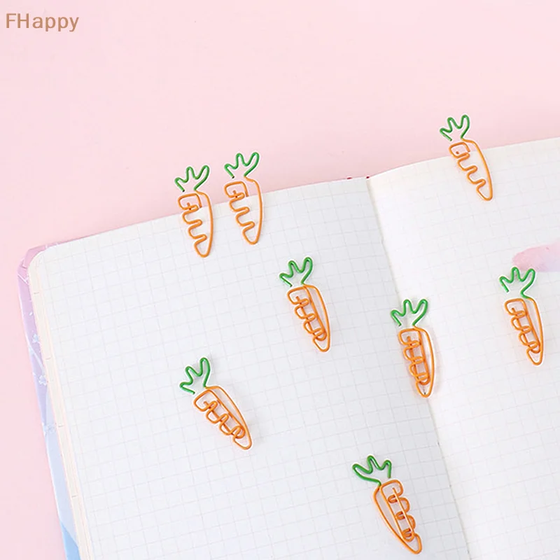 10PCS Creative Colorful Fruit Cute Carrot Bookmark Paper Clip School Office Supply Metal Material Gift Stationery