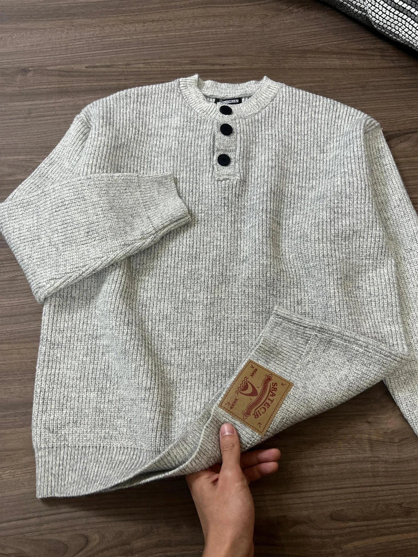 

Мужской вязаный свитер Cleanfit с воротником «Генри», винтажный, зимний, плотный, для ношения под одеждой, базовый, высококачественный, свободного кроя, с длинным рукавом