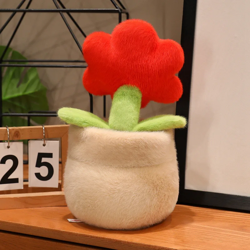 28cm kawaii dos desenhos animados simulação anime adorável vaso flor pelúcia boneca bonito flor artesanal boneca