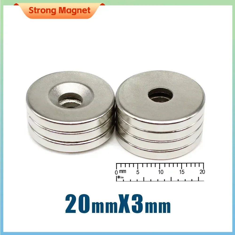 10/20/50/100PCS 20x3-5mm Countersunk Round Search Magnet with Hole Disc Permanent Super Strong N35 Neodymium Magnet