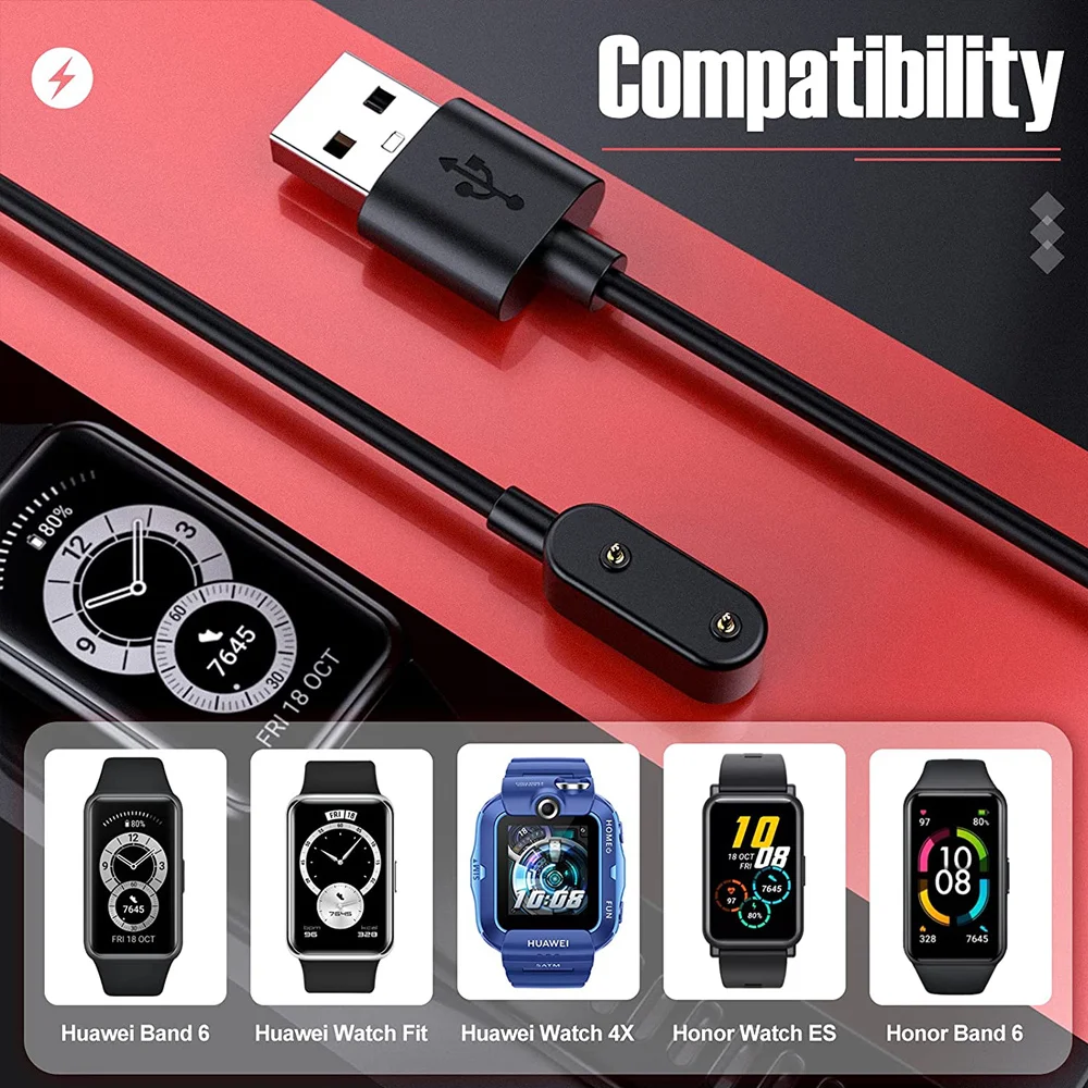 Huawei Watch 6/Huawei Band 6 Pro/Honorバンド用のスマートUSB充電ケーブル,充電器付きスマート時計アクセサリー