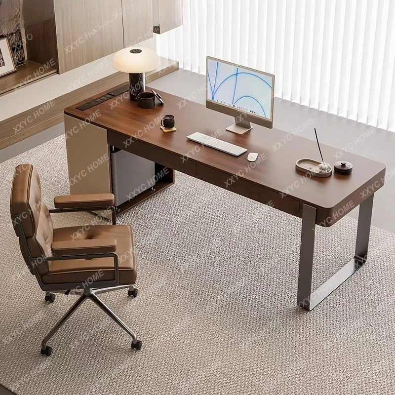 SS Light luxury premium solid wood desk Modern minimalist home desk Writing desk