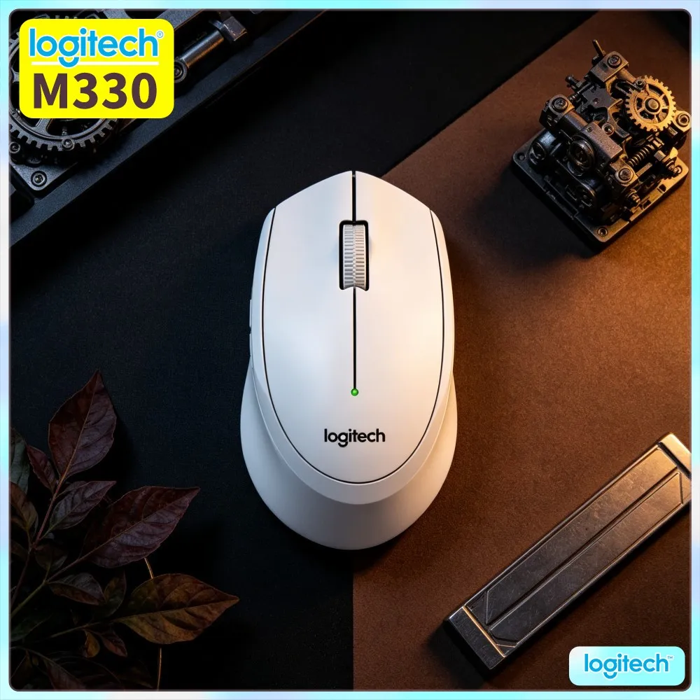 Logitech M330 Silent Wireless Mouse 2.4Ghz USB Receiver Ergonomic Shape Quiet Operation Reliable For Office Study Laptop PC Mac