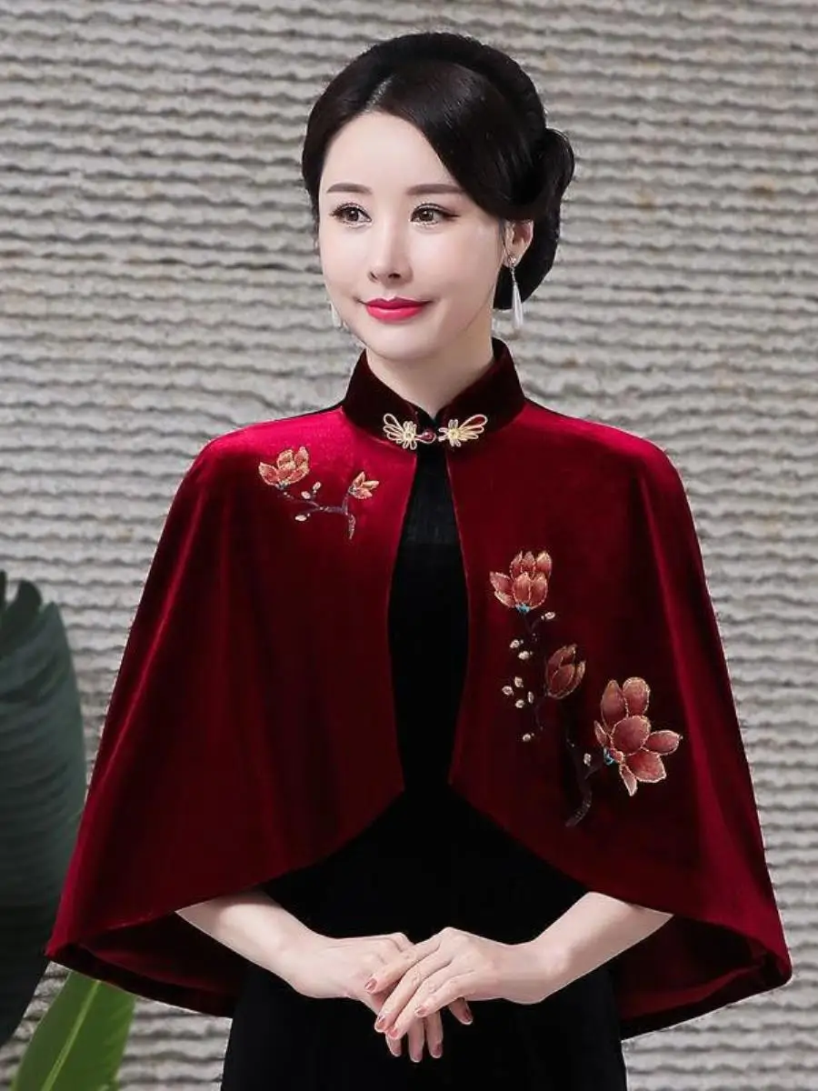 

Новинка! Женское пальто-накидка из золотистого бархата для весны и осени. Модная женская одежда.