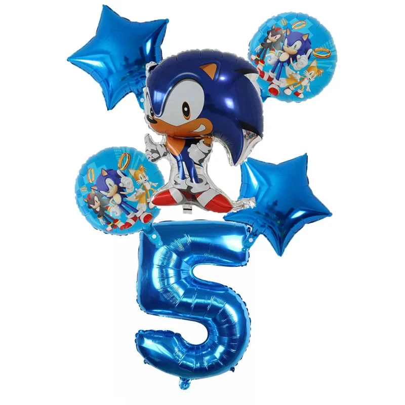 Cartoon Sonic Cartoon Balloon Digital Combo Set Boy Sonic Hedgehog Game Action Puppet Party Aluminum Film Balloon - view 6
