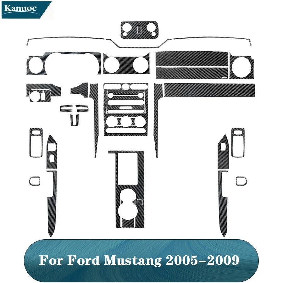 For Ford Mustang 2005 2006 2007 2008 2009 Carbon Fiber Black Protection Decorative Stickers Car Interior Parts Accessories