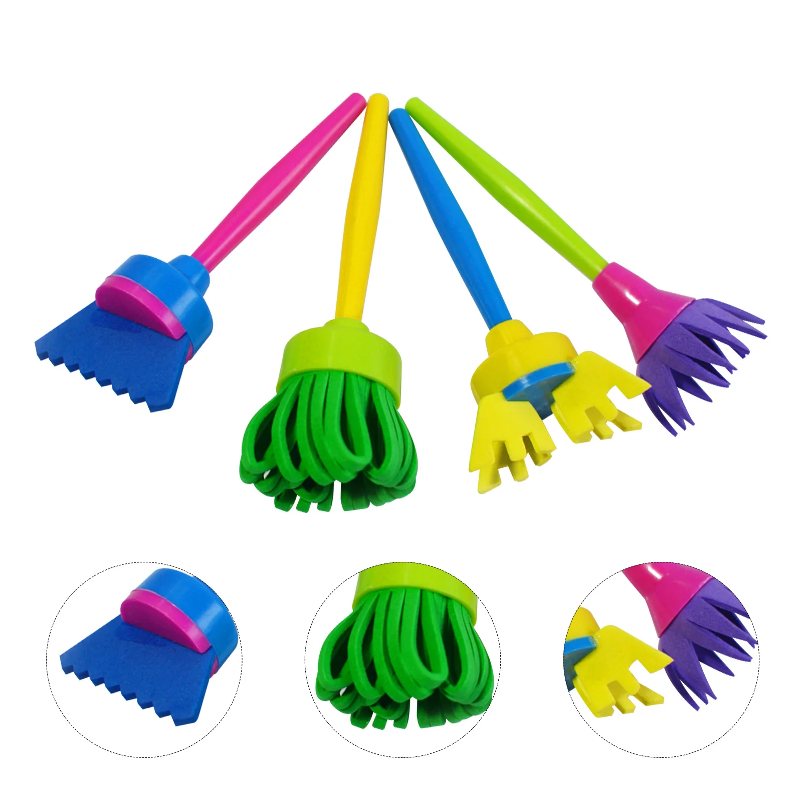 

4Pcs Children Creative Sponge Painting Brush Set for DIY Art Graffiti Painting Tools with Handle Prevents Hands Dirty