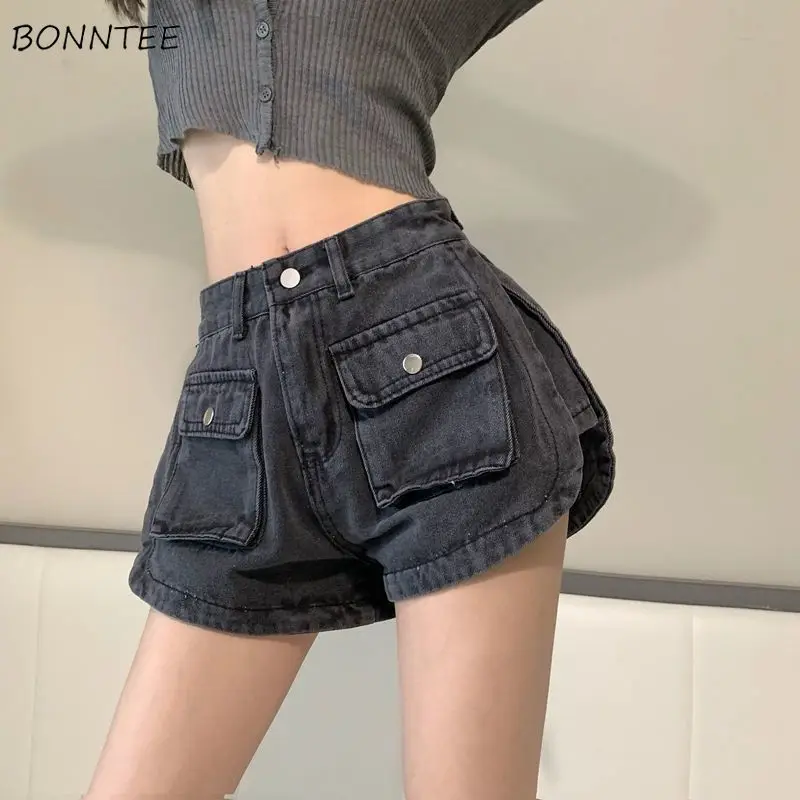 

Wide Leg Shorts Women Y2k Denim Vintage Side-slit Tender High Waist Hotsweet Summer Pockets Fashion Washed Sexy Girls Ulzzang