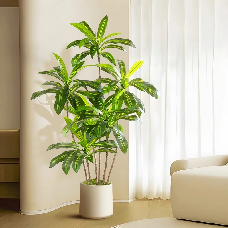 Árbol falso de planta Dracaena Artificial de 180CM con maceta negra, árboles artificiales para decoración del hogar, oficina, habitación y jardín