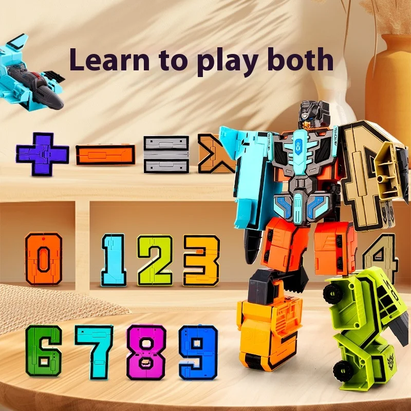 2025년 폭발적인 대형 어린이 디지털 장난감 변신 로봇 디지털 0-9 조립 가능 자동차 맞춤 교육용 남자아이 장난감