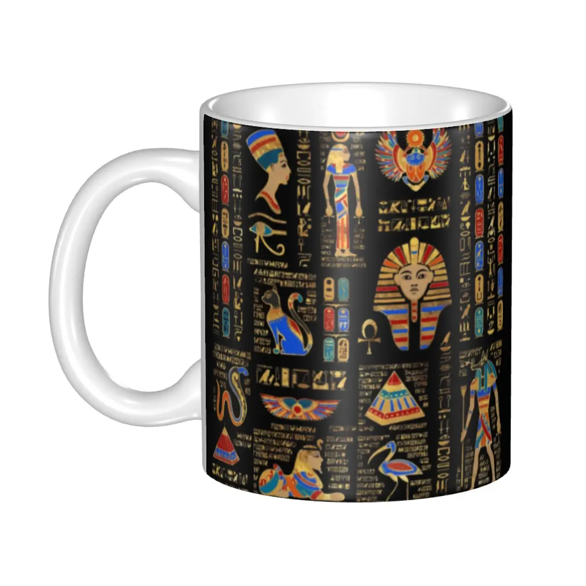 DIY Egyptian Hieroglyphs And Deities God Ceramic Mug Custom Ancient Egypt Pharaoh Coffee Cup Creative Gift