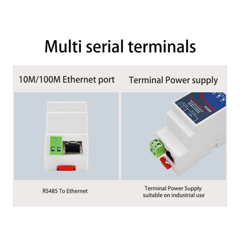 Din-Rail ZLAN5143D خادم الجهاز التسلسلي Modbus Gateway RS485 من إلى TCP/IP DC9-24V يدعم المزدوج الكامل-TCES