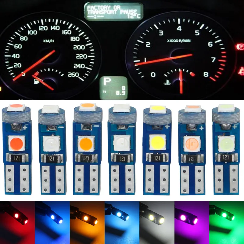 

6/10Pcs T5 LED Bulb Car Instrument Lamp W3W W1.2W Led Canbus Lights Dashboard Warming Lamp Indicator Wedge Car Interior Lights