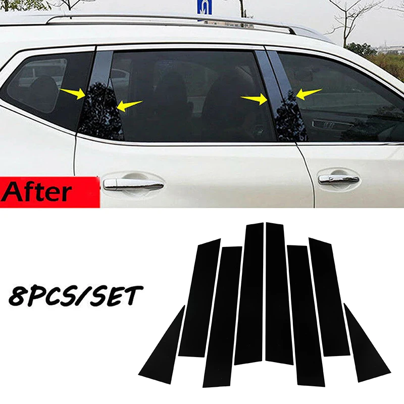 

8Pcs Glossy Black Window Door Column B C Pillar Post Cover Trim Stickers For Nissan Qashqai J11 2016 2017 2018 2019 2020-2022